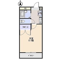 パルミエ 1階1Kの間取り