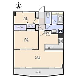 アルファ文京町マンション 3階2LDKの間取り