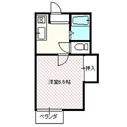 シティーハイツサンドーム 1Kの間取図画像
