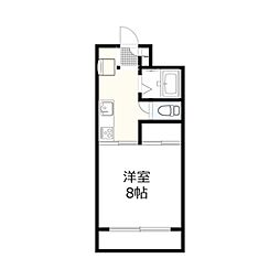 センターヴィレッヂII 2階1Kの間取り