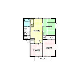 上信電鉄 南高崎駅 徒歩3分の賃貸アパート 2階3DKの間取り