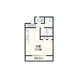 Ｆｉｏｒｅ棟高 1階ワンルームの間取り