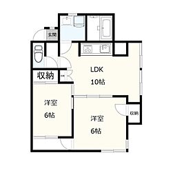 シャタレイン 5階2LDKの間取り