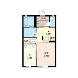 マストライフ高崎上大類B 2階1LDKの間取り