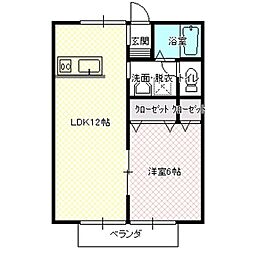 リンデンハイム 1階1LDKの間取り
