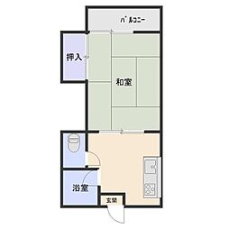 東ハイツかんざわ 1DKの間取図画像