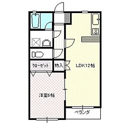 リラークハイツ 1LDKの間取図画像