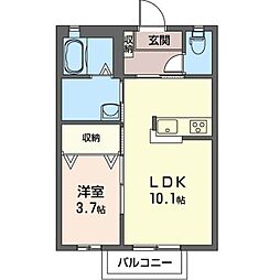 マストライフ高崎上大類B 1LDKの間取図画像