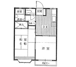 コスモハイツ前原 1階2DKの間取り