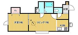 シュエット 1LDKの間取図画像