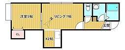 エム・バケーション 1LDKの間取図画像