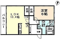 エルナード大泉 4階1LDKの間取り