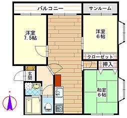 セルヴァン掛尾 4階3LDKの間取り
