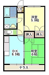 メッセムラカミ 2DKの間取図画像