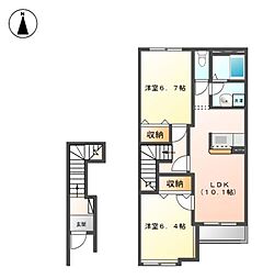 プランドール　Ａ 2階2LDKの間取り