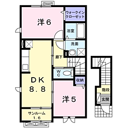 さくらヒルズ2 2DKの間取図画像