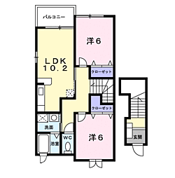 クリエースト 2階2LDKの間取り