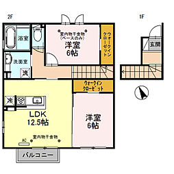 アヴェニールローザ2 2LDKの間取図画像