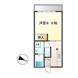 エーデルワイス 1Kの間取図画像