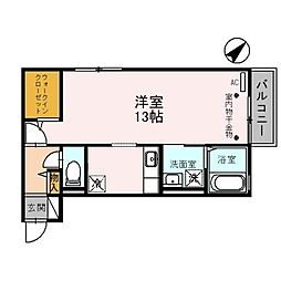 リビングタウン小松弐番館 ワンルームの間取図画像