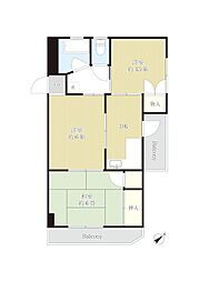 No.3ベルハイツ鈴一 3DKの間取図画像