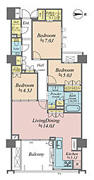 ザ・パークハウス代々木大山レジデンス East Hill 3LDKの間取図画像
