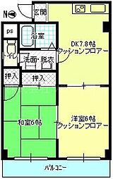 JR京浜東北・根岸線 鶴見駅 徒歩10分の賃貸マンション 2階2DKの間取り
