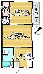 JR京浜東北・根岸線 鶴見駅 徒歩18分の賃貸アパート 2階2DKの間取り