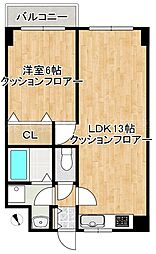 コーポフジ 1LDKの間取図画像