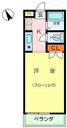 ＯＫハウス 2階1Kの間取り