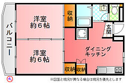 八幡ハイツ 2DKの間取図画像
