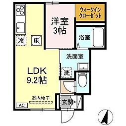 ＲＥＳＵＡ鍛冶町 1階1LDKの間取り