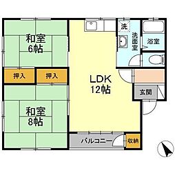 メゾンカシワＣ 2階2LDKの間取り