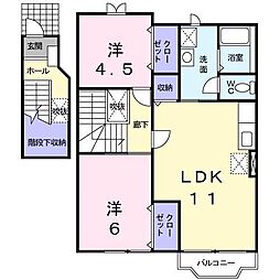 バードタイニー 2階2LDKの間取り