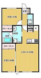 君の名を呼ぶ 1階2LDKの間取り