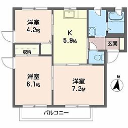 アーバンストリートＥ 2階3Kの間取り