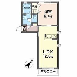 シャーメゾンイシファインＤ 1階1LDKの間取り