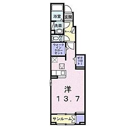 フォルネ 1階ワンルームの間取り