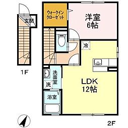 ソレアードコートＫＡＲＵＮＩ 2階1LDKの間取り