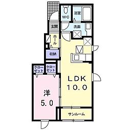 メゾンド・メルベーユ 1階1LDKの間取り