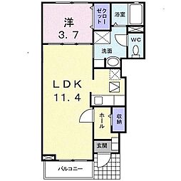 コンフォート 1階1LDKの間取り