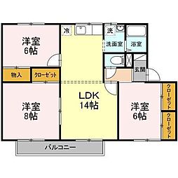 セジュール湊高台Ａ 102 1階3LDKの間取り