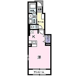パストラルタウンＤ 1階ワンルームの間取り