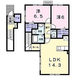サンブローテ 2階2LDKの間取り