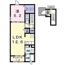 アルドーレ　Ｂ 2階1LDKの間取り