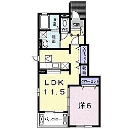 カシータ 1階1LDKの間取り