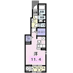 ハーベスト 1階ワンルームの間取り