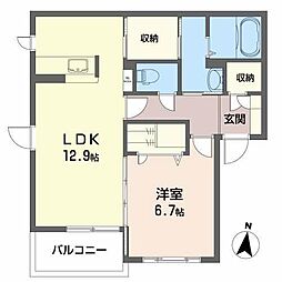 プロムナード南ヶ丘A 1LDKの間取図画像