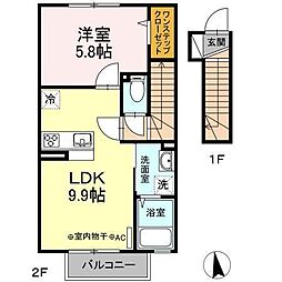 グランドルフ 1LDKの間取図画像
