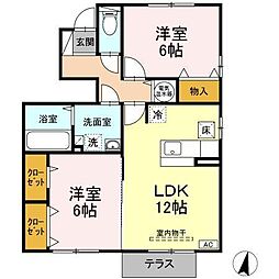 グランフォートA 2LDKの間取図画像